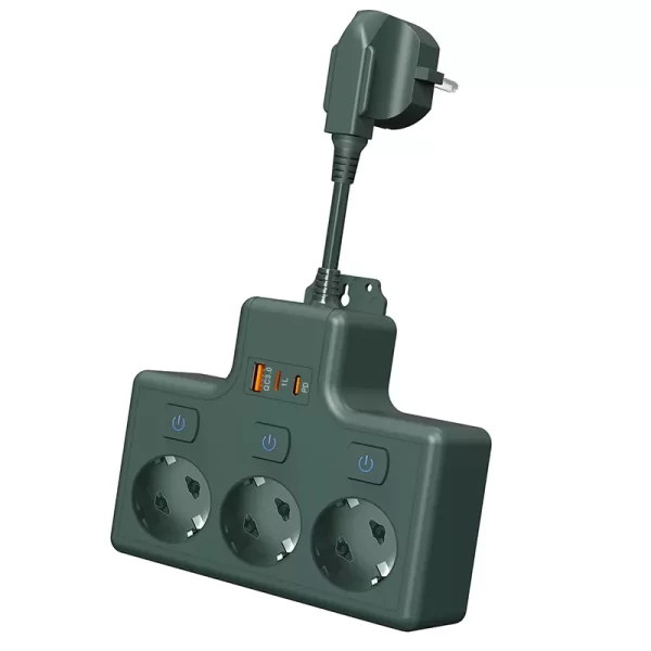3500W Home Multi-Protocol Fast Charging Power Strip: 3 AC + Full USB Port Coverage