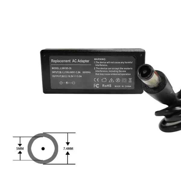 HP Laptop Adapter: 100-240V Input, 18.5V 3.5A Output, Voltage Regulation & Dual Protections - Image 4