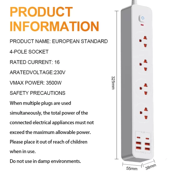 3500W Multifunctional Home Socket: TIS Plug + Overload Protection + Wide Device Adaptation - Image 7