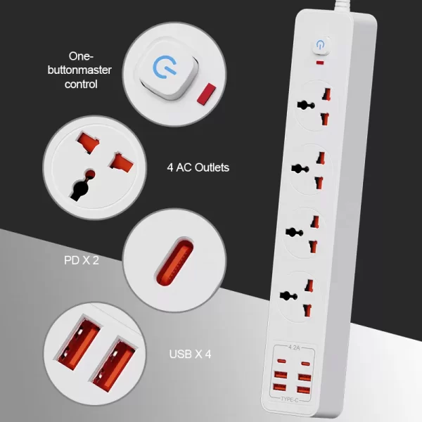Home 3500W All-Round Charging Socket: 4 AC + 2 PD + 4 QC Fast Charging, Widely Applicable to Devices - Image 5