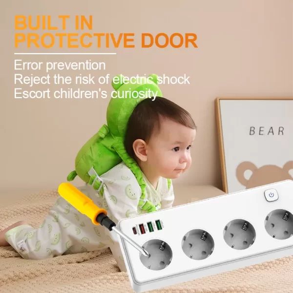 GaN 2500W Home Socket: 4 AC + Multiple USB Fast Charging, Widely Applicable to Devices - Image 4