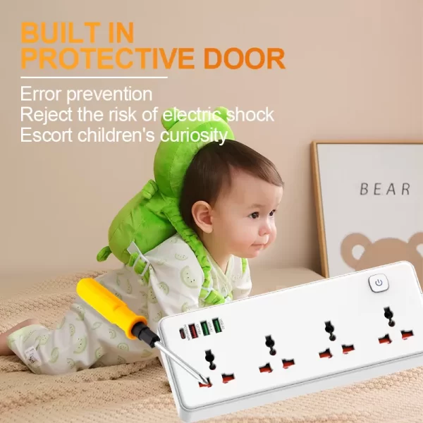 2500W GaN Home Smart Power Strip: Multiple Plug Types, Overload Protection, Widely Applicable for Device Charging - Image 4