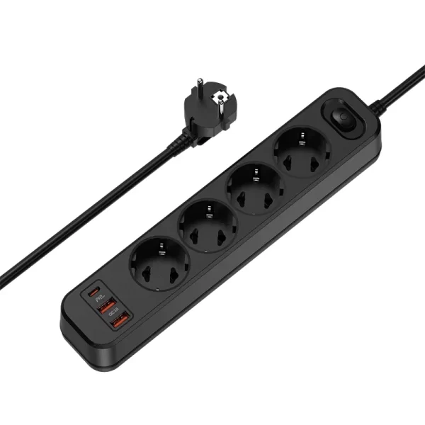 2500W Multi-Functional Home Extension Socket: EU Plug + USB Fast Charging + Customizable AC Sockets - Image 2