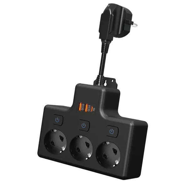 3500W Home Fast Charging Power Strip: 3 AC + USB Multi-Protocol Efficient Charging