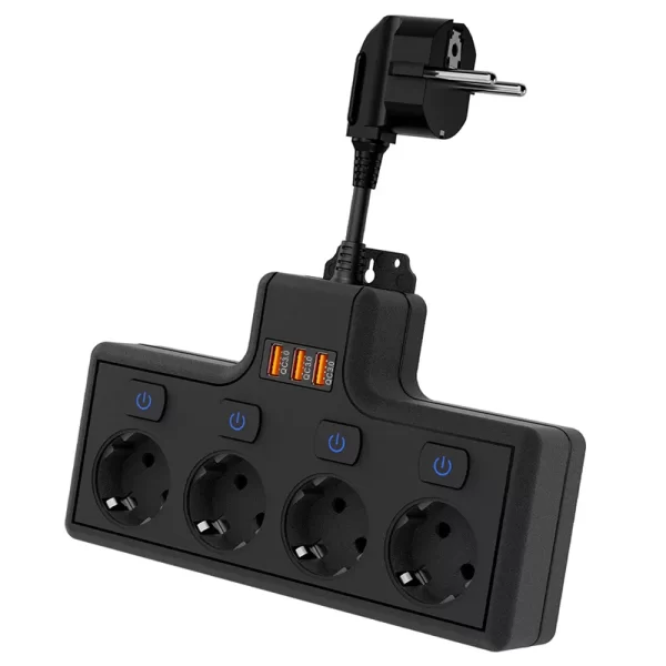 3500W Safe Home Socket: EU Plug + 4 AC Layout + Multi-Device Fast Charging Protection - Image 2