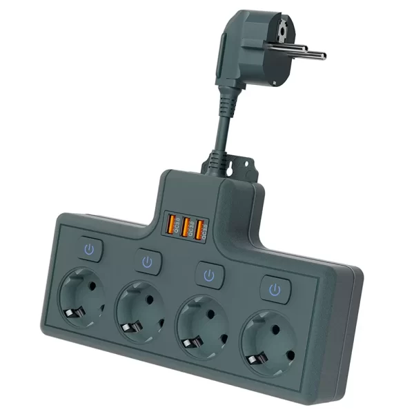 3500W Safe Home Socket: EU Plug + 4 AC Layout + Multi-Device Fast Charging Protection - Image 3