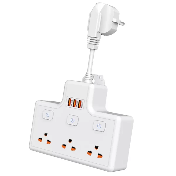 3500W Home Fast-charging Socket: 3 AC Sockets + Multiple USB Ports, Essential for Residential and General Scenarios Power Use