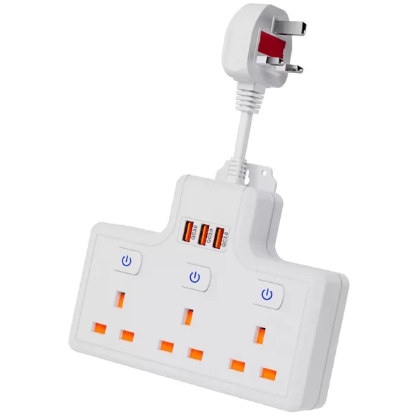 Efficient Fast-charging Home Socket: 3 AC Sockets + Multiple USB Ports, Safe and Convenient Power Use