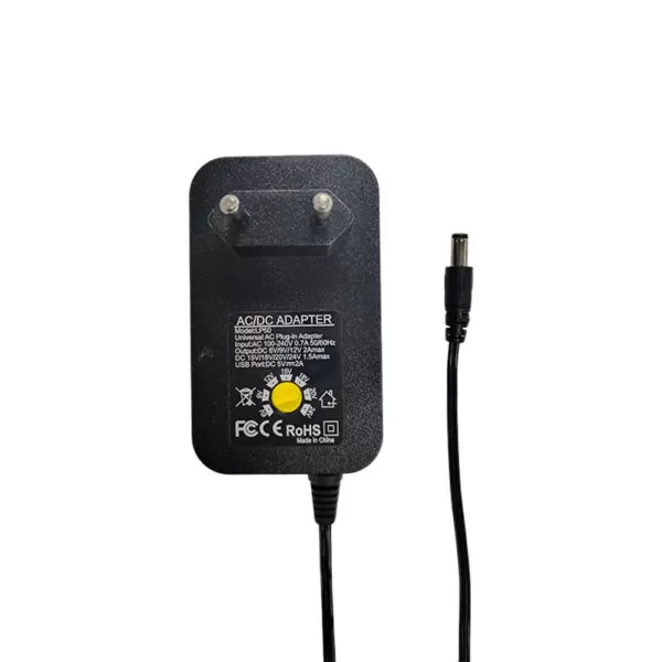 Smart Universal Adapter: 100-240V Global Input, Adjustable 6-24V DC Output, Multi-Layer Safety