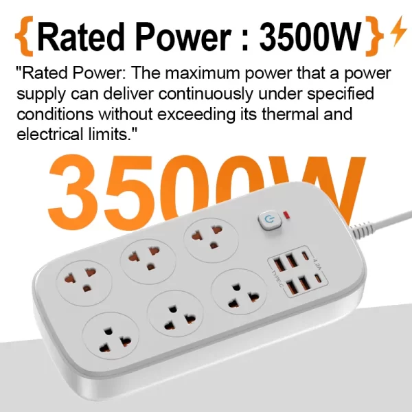 Pure Copper Core Flame - retardant Shell Safe and Efficient Power Strip - Image 4