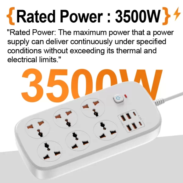 16A High - load & 3500W Efficient Multiple Fast - charging Customizable Power Strip - Image 4