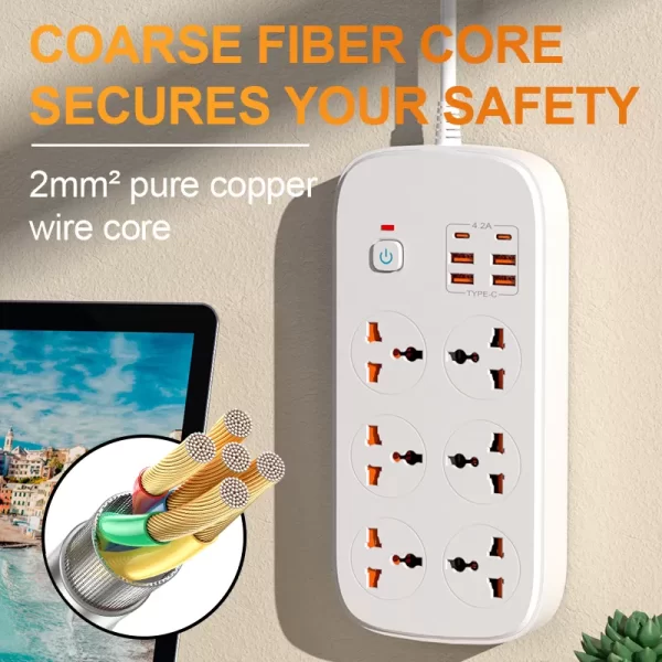 16A High - load & 3500W Efficient Multiple Fast - charging Customizable Power Strip - Image 5