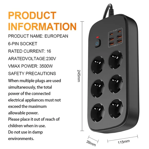 3500W High - Power Multifunctional and Safe Home Power Socket - Image 7